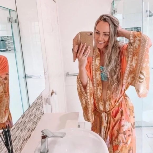 SOLD OUT Mermaid Dreams Boho Kimono Duster Robe Coverup - Picture 3 of 15